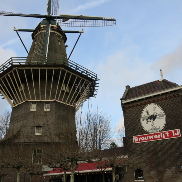 Brouwerij 't IJ in a former bathhouse beneath Amsterdam's tallest windmill.